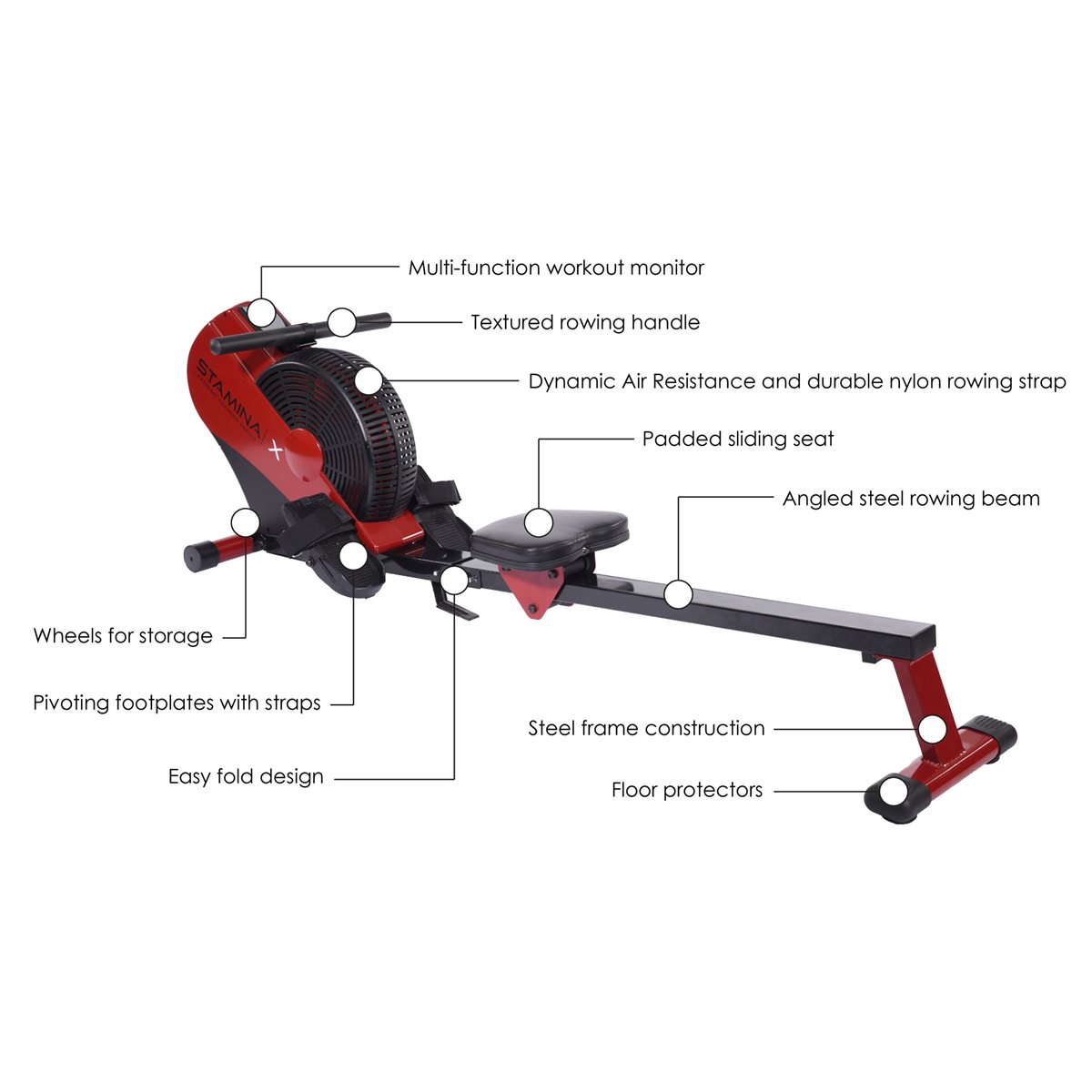 Stamina ATS Air Rower 1401 Black Red