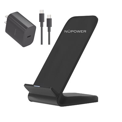 NüPOWER support de recharge sans-fil de 15W avec adapteur - noir NüPOWER support de recharge sans-fil de 15W avec adapteur - noir