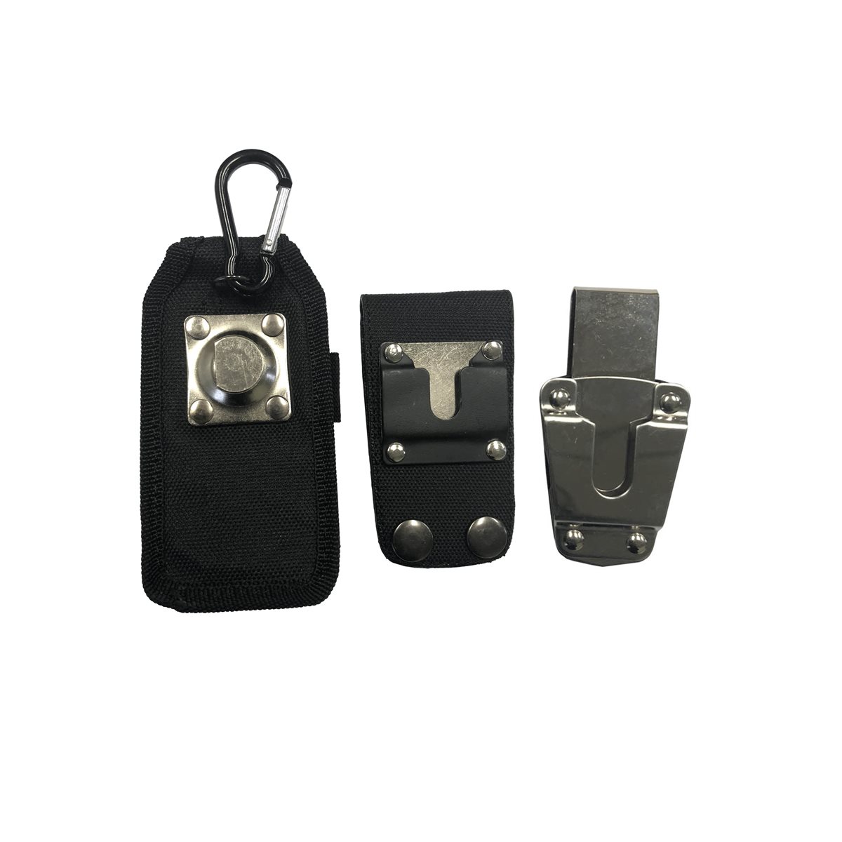 Rugged Nylon Pouch with Belt Loop & Metal Belt Clip for Flip Phones, Black