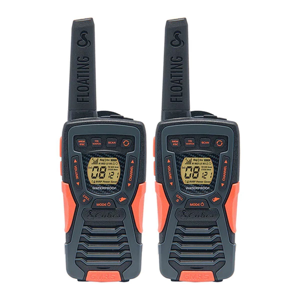 Cobra TwoWay Radio Floating 60km Orange 2Pack