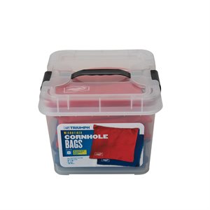 Triumph Replacement Classic Cornhole Bags 8-Pack 6" x 6" 12.5 oz. Microfiber Bean Bags with Tub – Red & Blue