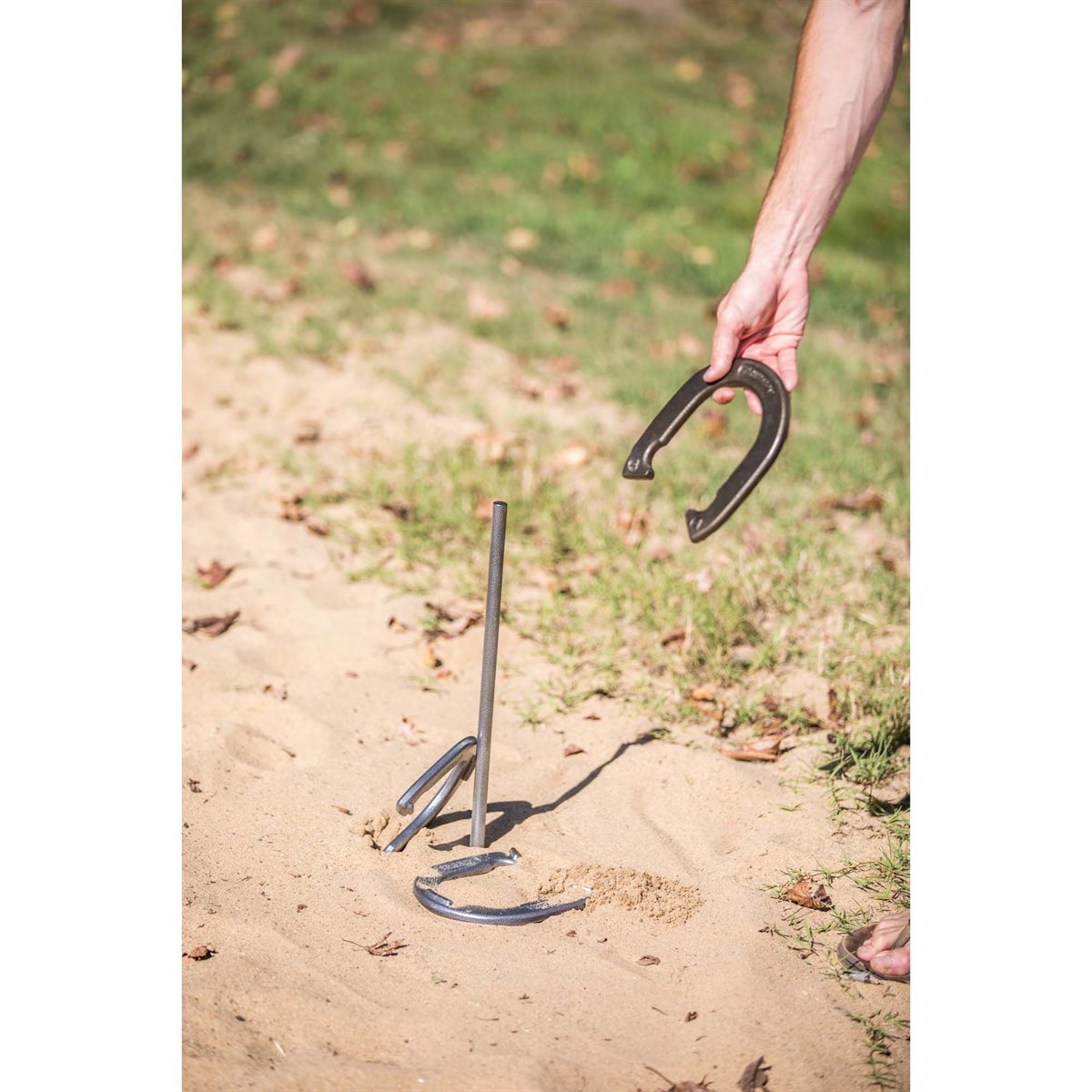 TRIUMPH Outdoor Steel Horseshoes Backyard Game Set