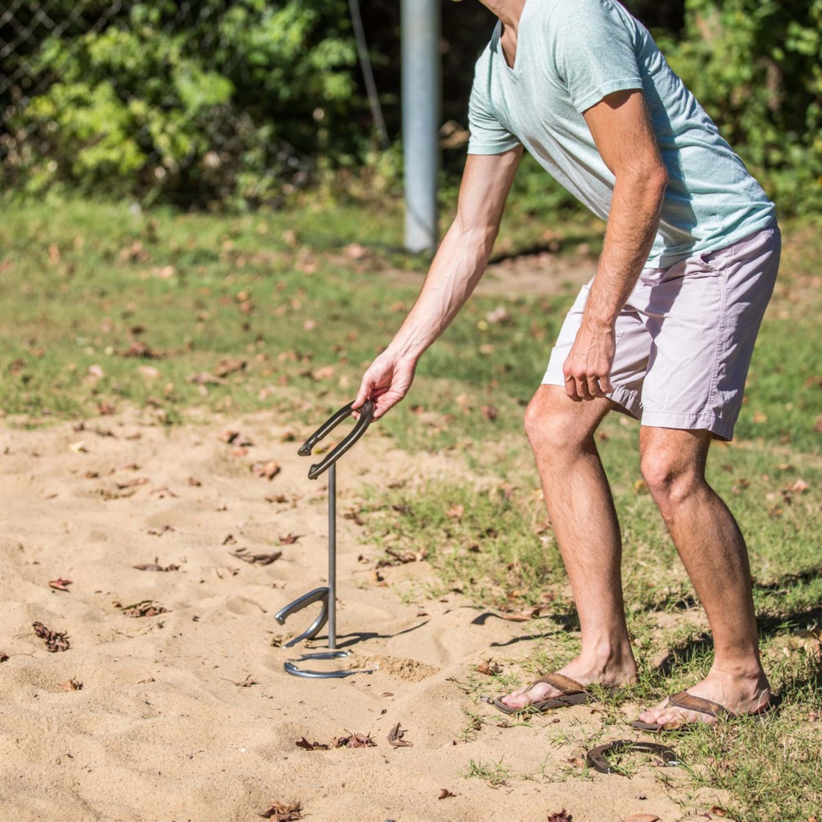 TRIUMPH Outdoor Steel Horseshoes Backyard Game Set