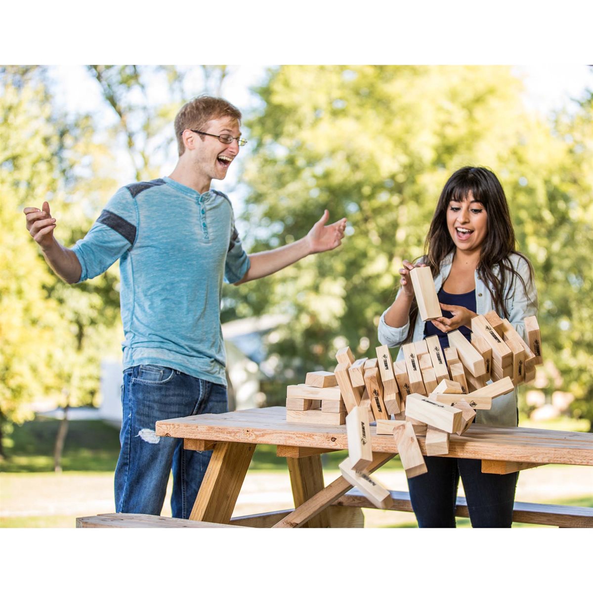 TRIUMPH Jumbo Fun Size Tumble Tower Wooden Stacking Block Game