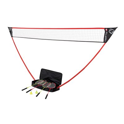 ZUME GAMES 4 Player Outdoor Backyard Portable Badminton Set with Case - Black / Red