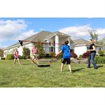 ZUME GAMES 4 Player Outdoor Backyard Portable Badminton Set with Case - Black / Red
