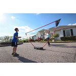 ZUME GAMES 4 Player Outdoor Backyard Portable Badminton Set with Case - Black / Red