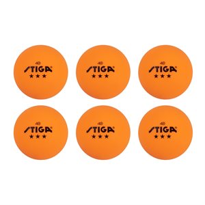 Balles de tennis de table STIGA 3 étoiles orange (paquet de 6)