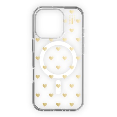 iDeal of Sweden Clear Fashion Case with MagSafe for iPhone 16 Pro, Golden Hearts