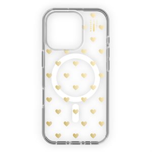 iDeal of Sweden Clear Fashion Case with MagSafe for iPhone 16 Pro, Golden Hearts
