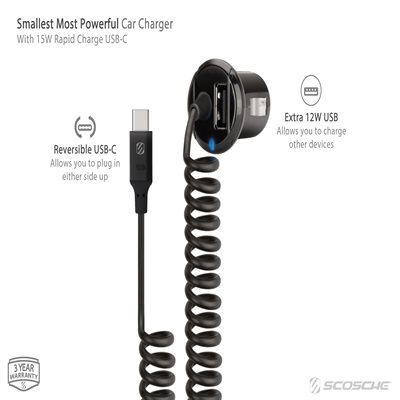 Scosche StrikeDrive Car Charger for USB-C BK