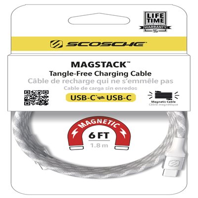 Scosche USBC to USBC Magnetic Cable 6ft Light Grey