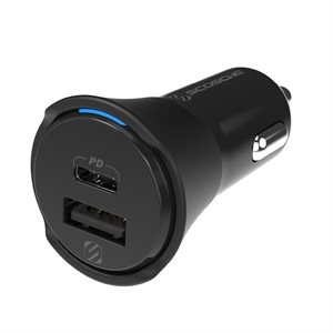 Chargeur de voiture Scosche double port USB-C et USB-A noir