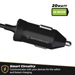 Scosche 20W PD Car Charger with Lgning Cable 3ft