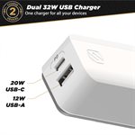 Scosche 32W Dual USB-C / USB-A Wall Charger WH
